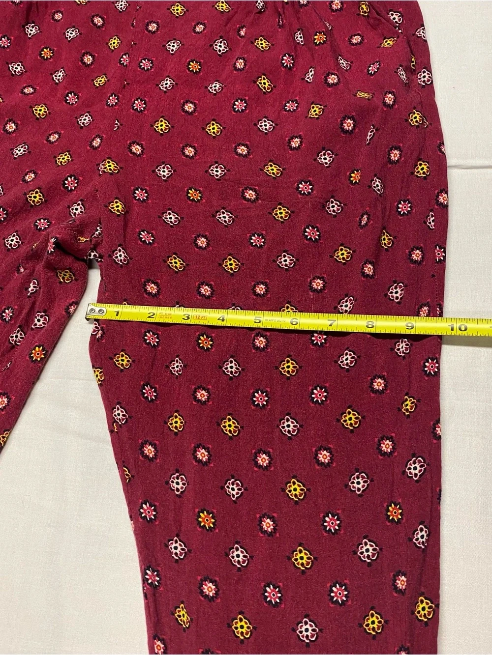 Womens Hollister Burgundy Floral-Print Tie-Waist pajamas